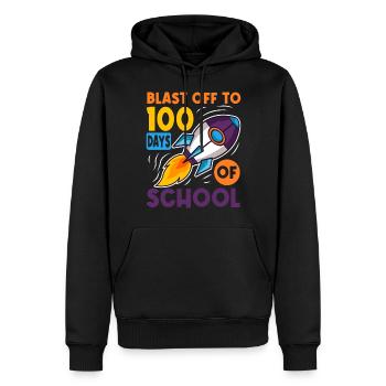 100 jours d’école Astronaute de fusée spatiale - Sweat à capuche Premium bio Homme - noir - Devant - Nico (187cm)