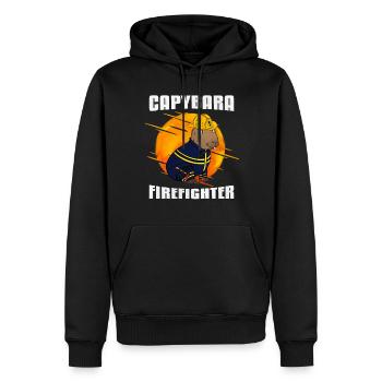 Pompier Capybara - Sweat à capuche Premium bio Homme - noir - Devant - Nico (187cm)
