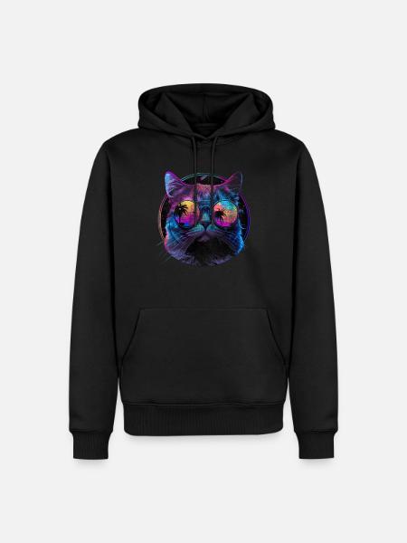 Cat sunglasses cat with glasses - Men’s Premium Organic Hoodie - black