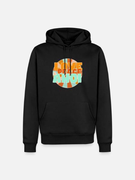 Love Peace und Ahoi - Männer Premium Bio Hoodie - Schwarz