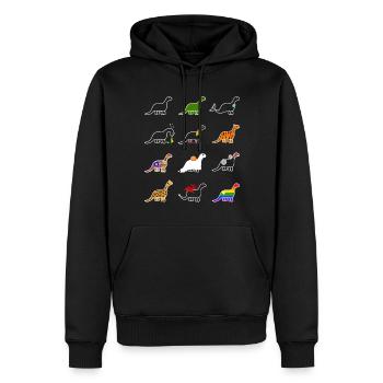 Drôles de dinosaures Dino Kawaii Dino Brachiosaurus - Sweat à capuche Premium bio Homme - noir - Devant - Nico (187cm)