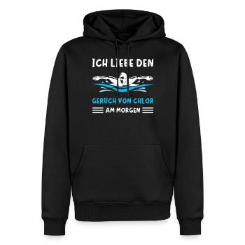 Schwimmen Ich liebe den Geruch von Chlor am Morgen - Männer Premium Bio Hoodie - Schwarz - Vorne - Nico (187cm)