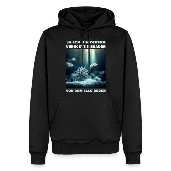 Eisbaden - Der Verrückte Eisbader - Männer Premium Bio Hoodie - Schwarz - Vorne - Nico (187cm)