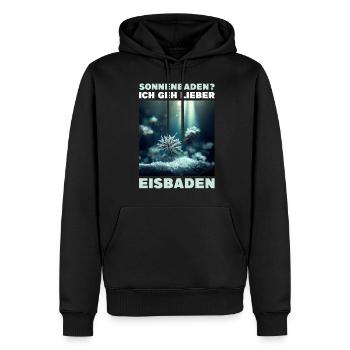 Sonnenbaden? Ich geh lieber Eisbaden - Männer Premium Bio Hoodie - Schwarz - Vorne - Nico (187cm)