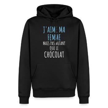 j'aime ma femme cadeau humour homme - Sweat à capuche Premium bio Homme - noir - Devant - Nico (187cm)