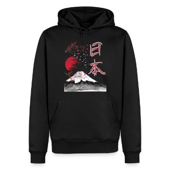 Japon Paysage Art japonais - Sweat à capuche Premium bio Homme - noir - Devant - Nico (187cm)