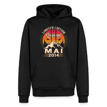 Mai 2014 Vintage Nées En Mai 2014 Anniversaire - Sweat à capuche Premium bio Homme - noir - Devant - Nico (187cm)