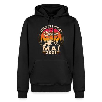 Mai 2001 Vintage Nées En Mai 2001 Anniversaire - Sweat à capuche Premium bio Homme - noir - Devant - Nico (187cm)