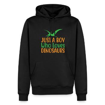 Just a boy who loves Dinosaurs - Men’s Premium Organic Hoodie - black - Front - Nico (187cm)