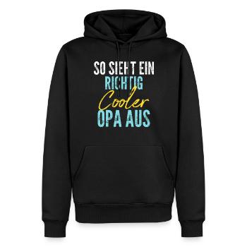 So sieht ein richtig cooler Opa aus - Männer Premium Bio Hoodie - Schwarz - Vorne - Nico (187cm)