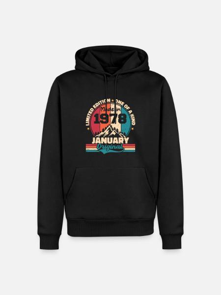 Cadeau D'anniversaire Janvier 1978 Édition Limitée - Sweat à capuche Premium bio Homme - noir