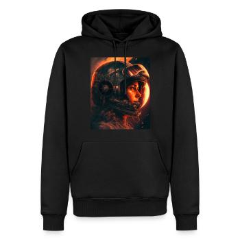 Vintage Weltraum Astronautin - Männer Premium Bio Hoodie - Schwarz - Vorne - Nico (187cm)