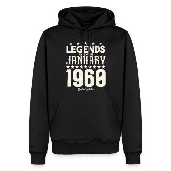 Cadeau Légende Janvier 1960. cadeau janvier 1960. - Sweat à capuche Premium bio Homme - noir - Devant - Nico (187cm)