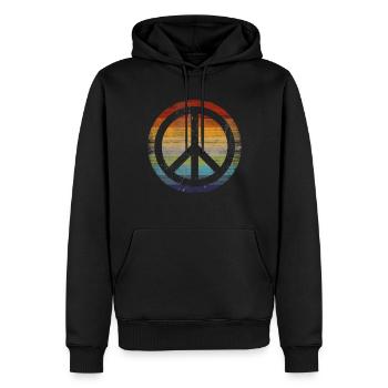 Symbole de la paix Rétro - Sweat à capuche Premium bio Homme - noir - Devant - Nico (187cm)
