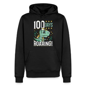 100 jours rugissant dinosaure enfant écolier - Sweat à capuche Premium bio Homme - noir - Devant - Nico (187cm)