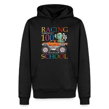 Course à travers 100 jours de dinosaures scolaires - Sweat à capuche Premium bio Homme - noir - Devant - Nico (187cm)