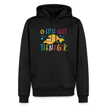 O-fish-ally Teenager Heranwachsende 100 Tage - Männer Premium Bio Hoodie - Schwarz - Vorne - Nico (187cm)