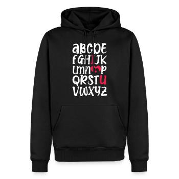 Alphabet de l’amour romantique Saint-Valentin - Sweat à capuche Premium bio Homme - noir - Devant - Nico (187cm)