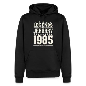 Gift legend January 1985. gift January 1985. - Men’s Premium Organic Hoodie - black - Front - Nico (187cm)