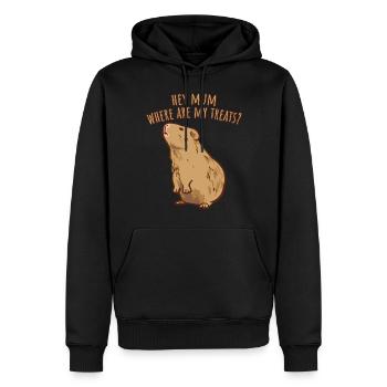 Hey Maman où sont mes friandises Cochon d’Inde 2 luxure - Sweat à capuche Premium bio Homme - noir - Devant - Nico (187cm)