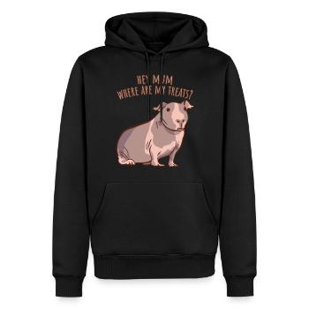 Hey Maman où sont mes friandises Cochon d’Inde 5 luxure - Sweat à capuche Premium bio Homme - noir - Devant - Nico (187cm)