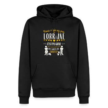 Cadeau Humour Homme Lorrain Noel Anniversaire - Sweat à capuche Premium bio Homme - noir - Devant - Nico (187cm)
