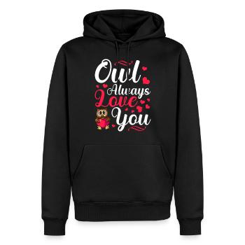 Hibou vous aime toujours Faune animale de la Saint-Valentin - Sweat à capuche Premium bio Homme - noir - Devant - Nico (187cm)