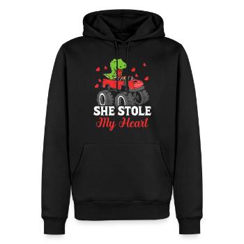 Sie Hat Mein Herz Gestohlen Dinosaurier T-rex - Männer Premium Bio Hoodie - Schwarz - Vorne - Nico (187cm)