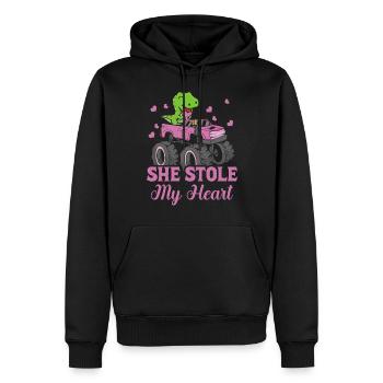 Sie Hat Mein Herz Gestohlen Dinosaurier T-rex - Männer Premium Bio Hoodie - Schwarz - Vorne - Nico (187cm)
