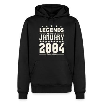 Cadeau Légende Janvier 2004. cadeau janvier 2004. - Sweat à capuche Premium bio Homme - noir - Devant - Nico (187cm)