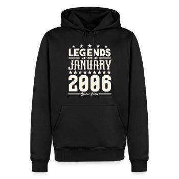 Cadeau Légende Janvier 2006. cadeau janvier 2006. - Sweat à capuche Premium bio Homme - noir - Devant - Nico (187cm)