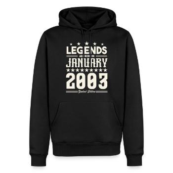 Cadeau Légende Janvier 2003. cadeau janvier 2003. - Sweat à capuche Premium bio Homme - noir - Devant - Nico (187cm)