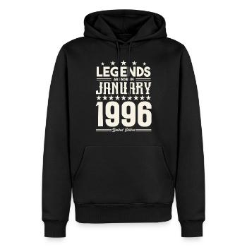Geschenklegende Januar 1996. Geschenk Januar 1996. - Männer Premium Bio Hoodie - Schwarz - Vorne - Nico (187cm)