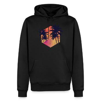 Palmen Retro - Männer Premium Bio Hoodie - Schwarz - Vorne - Nico (187cm)