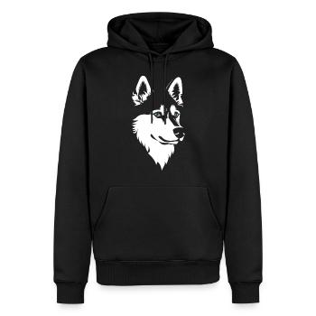 Race Husky sibérienne aux yeux bleus Huskies - Sweat à capuche Premium bio Homme - noir - Devant - Nico (187cm)