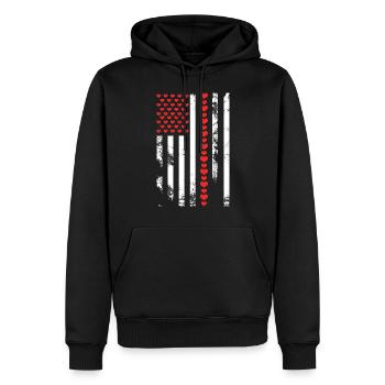 Drapeau américain Patriotique Saint-Valentin - Sweat à capuche Premium bio Homme - noir - Devant - Nico (187cm)