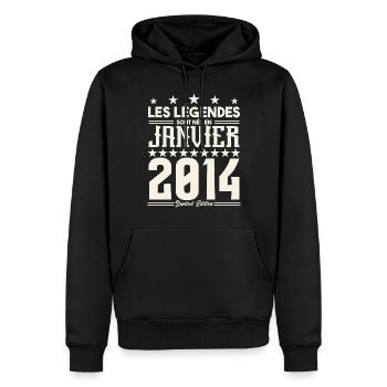 cadeau d'anniversaire janvier 2014. Janvier 2014. - Sweat à capuche Premium bio Homme - noir - Devant - Nico (187cm)