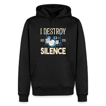 Ich zerstöre das Schweigen. Geschenkschlagzeuger, Geschenkmusiker - Männer Premium Bio Hoodie - Schwarz - Vorne - Nico (187cm)