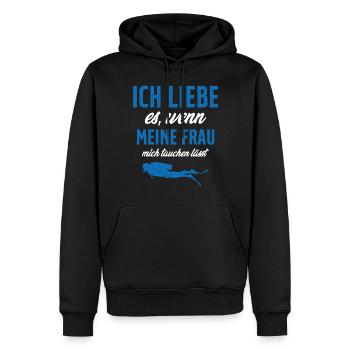 tauchen gehen lässt - Männer Premium Bio Hoodie - Schwarz - Vorne - Nico (187cm)
