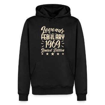 Naissance En Février 1969. Cadeau d'anniversaire. - Sweat à capuche Premium bio Homme - noir - Devant - Nico (187cm)