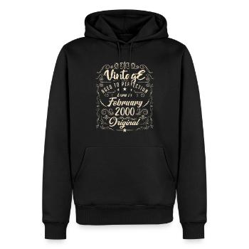 Jahrgang geboren im Februar 2000 Jubiläum Februar - Männer Premium Bio Hoodie - Schwarz - Vorne - Nico (187cm)