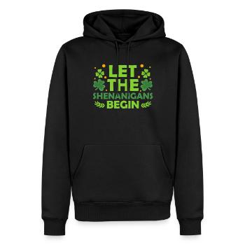 Que les manigances commencent la rue Shamrock. - Sweat à capuche Premium bio Homme - noir - Devant - Nico (187cm)