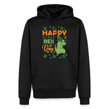 Bonne Saint-Pat Rex Dinosaures Saint-Patrick - Sweat à capuche Premium bio Homme - noir - Devant - Nico (187cm)