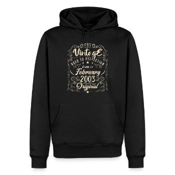 Vintage Né(e) en Février 2003 anniversaire février - Sweat à capuche Premium bio Homme - noir - Devant - Nico (187cm)