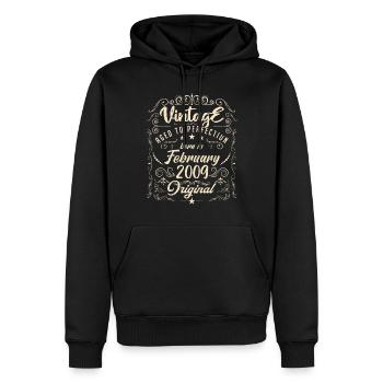 Vintage Born in February 2009 Anniversary February - Men’s Premium Organic Hoodie - black - Front - Nico (187cm)