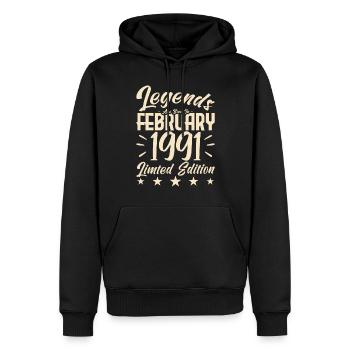 Naissance En Février 1991. Cadeau d'anniversaire. - Sweat à capuche Premium bio Homme - noir - Devant - Nico (187cm)