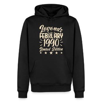 Geboren im Februar 1990. Geburtstagsgeschenk. - Männer Premium Bio Hoodie - Schwarz - Vorne - Nico (187cm)