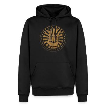Musique rock and roll Musique rock - Sweat à capuche Premium bio Homme - noir - Devant - Nico (187cm)