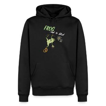 Frog ned so blöd Frosch Frag nicht Bayern boarisch - Männer Premium Bio Hoodie - Schwarz - Vorne - Nico (187cm)