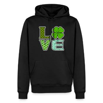 Love Clover Lucky St. Patrick’s Day Vibes - Sweat à capuche Premium bio Homme - noir - Devant - Nico (187cm)